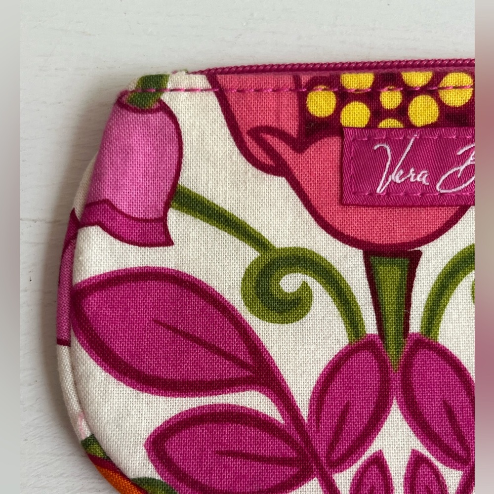 Vera Bradley Lilli Bell Clip Zip ID Pink and Orange Floral Pouch - Picture 6 of 9